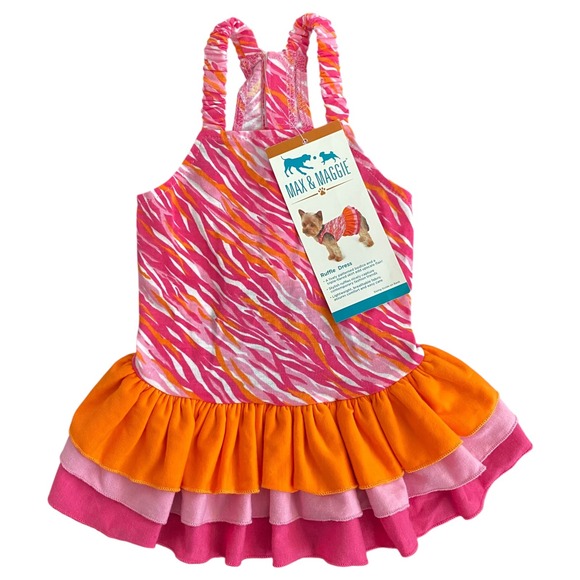Max & Maggie Other - NEW Max & Maggie Ruffle Dog Dress Pink Orange Size S